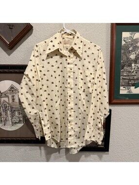 Vintage 70s Sears Kings Road Button Up Shirt Mens Medium Paisley Medallion